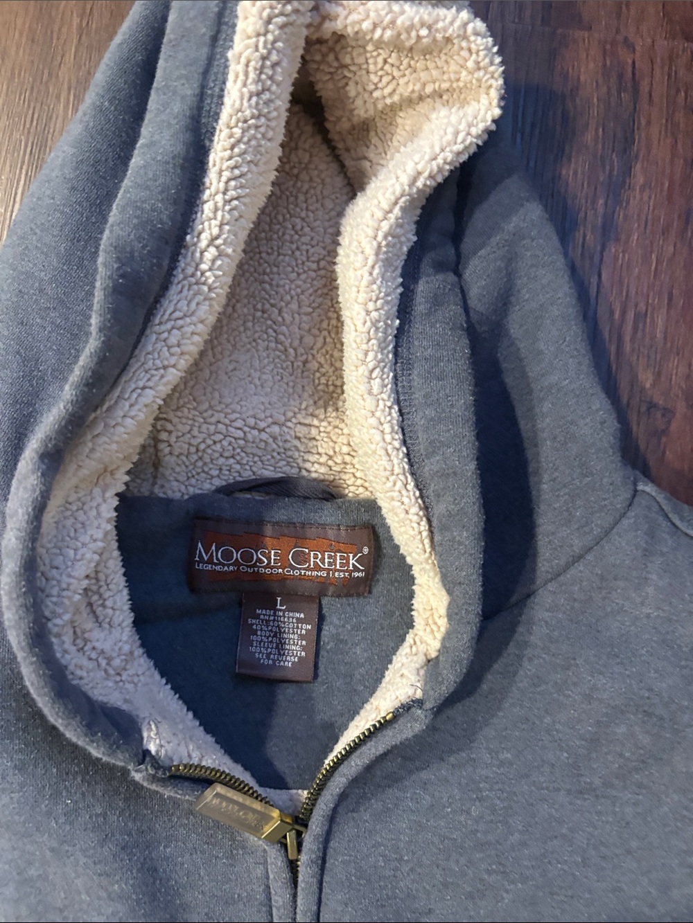 Men's Sherpa-Lined Full-Zip Hoodie - Gray - Picture 5 of 5
